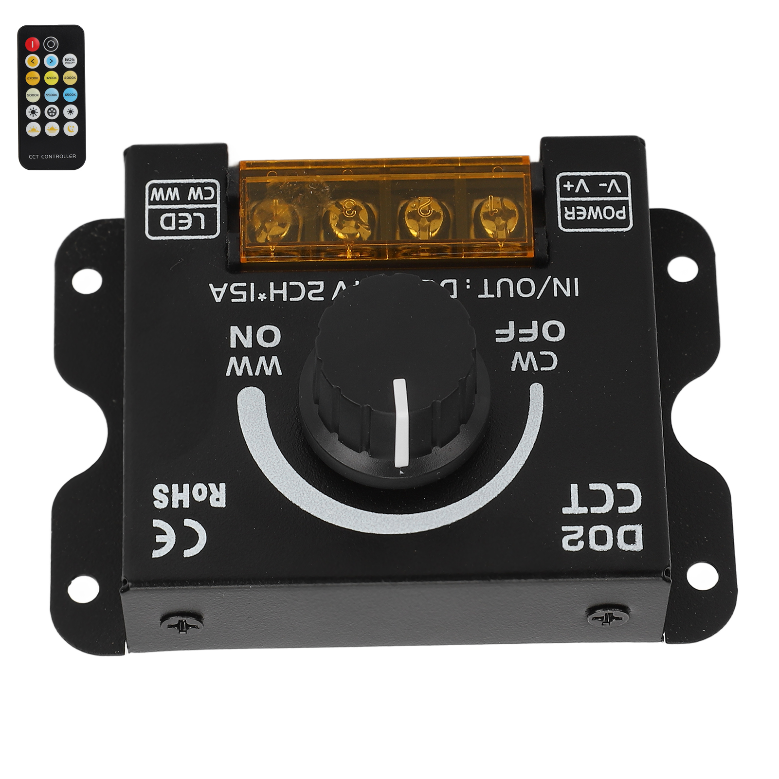 2-kanal-led-dimmer Mit 360°-drehregler Und Farbtemperaturregelung, Inklusive Fernbedienung, Dc 5–24 V