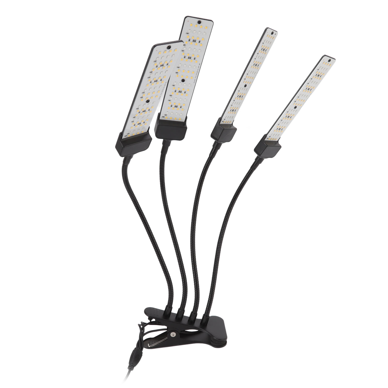 Led-pflanzenlampe Mit 4 Flexiblen Leuchtenköpfen, Vollspektrumbeleuchtung, 5 Dimmstufen, Clip-funktion, Timer, 100–240 V, Eu-stecker