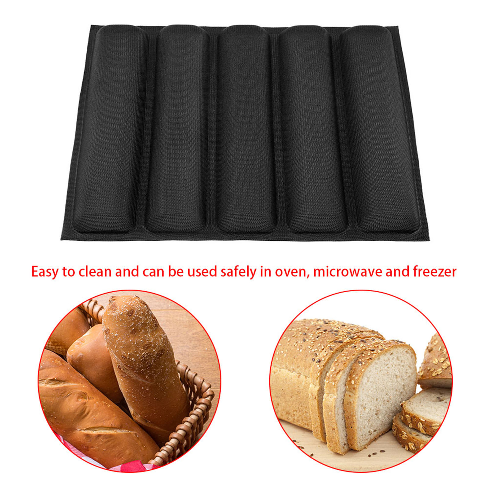 Längliche Silikon-brotform, Baguette-backblech, Französisches Gebäckutensil, Antihaftbeschichtet, 4-teilig, Für Den Haushaltsbackofen.