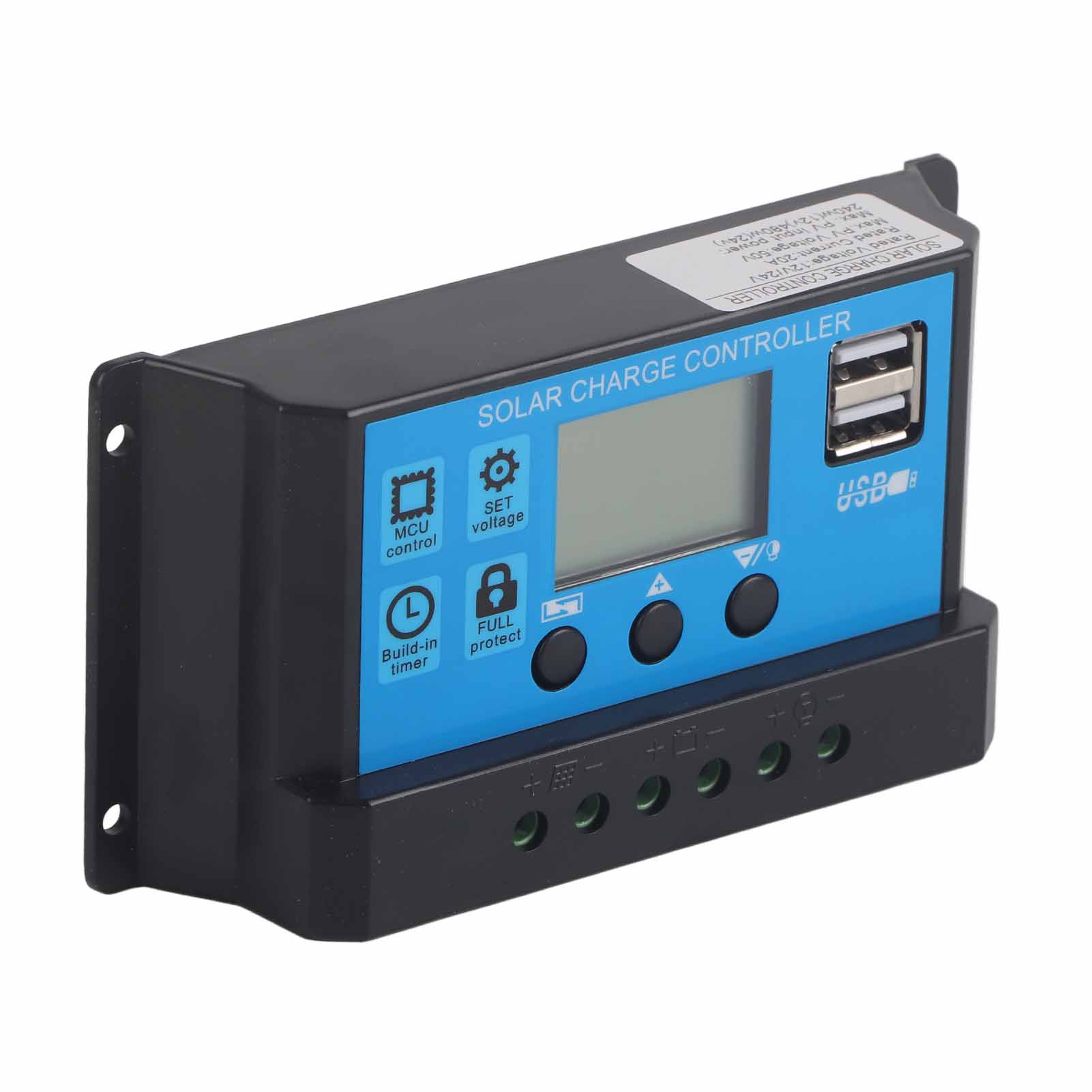 12v/24v/20a Pwm-solarladeregler, 2-kanal-mos-regler, 3-stufiger Batterieregler, Solarmodul, Integrierter Schutz