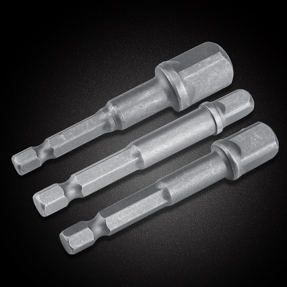 Set Mit 3 Adaptern: 1/4-zoll-sechskantnuss Auf 1/4, 3/8, 1/2 Zoll, Kurzer Schaft Für Bohrmaschine, Bohrerverlängerung, Heimwerkerwerkzeug