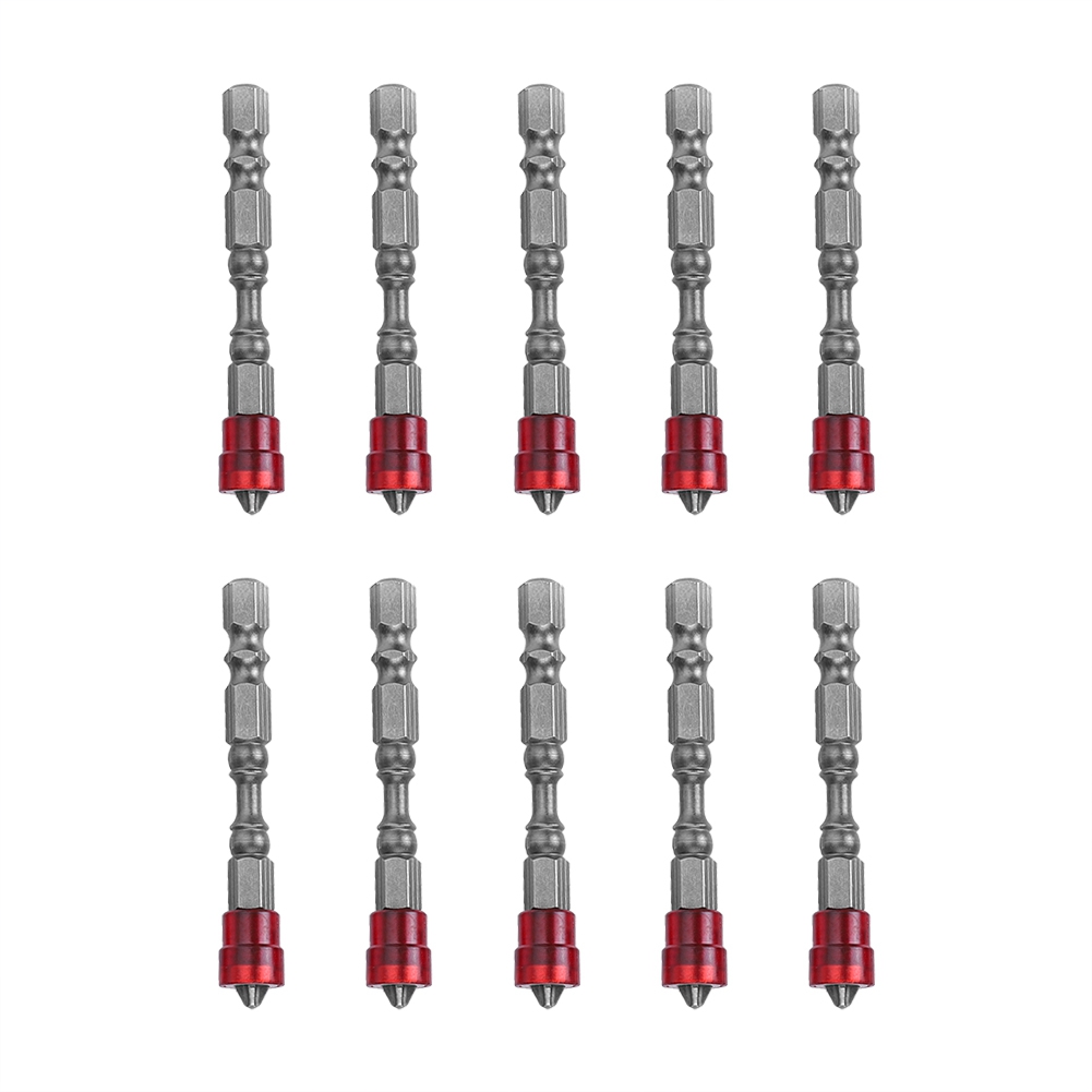 Set Mit 10 Magnetischen Ph2-schraubendreherbits Mit 1/4-zoll-sechskantschaft Für Elektrische Schraubendreher, Roter Magnet