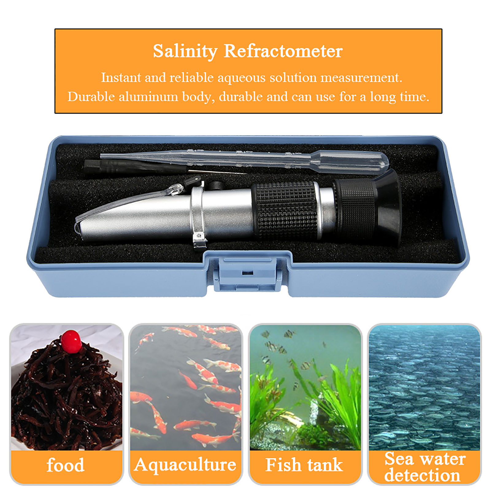 Salzgehaltsmessgerät Für Aquarien, Optisches Refraktometer Atc 0-10% Mit Digitalthermometer, Präzise Meerwassermessung