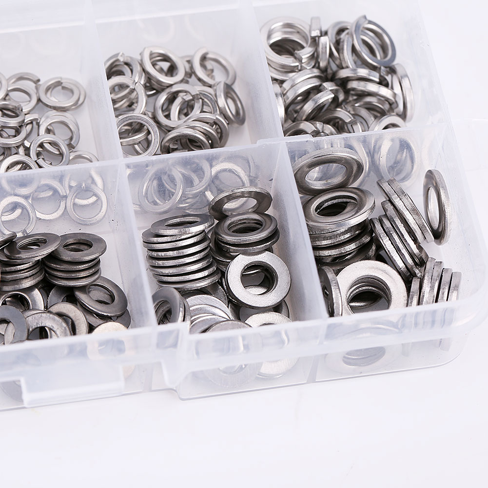 Flache Unterlegscheiben Aus Edelstahl M2 Bis M6, Packung Mit 300 Stück, Verschiedene Stärken, Aufbewahrungsbox Aus Kunststoff, Für Bessere Sichtbarkeit Und Schutz, Für Heimwerker- Und Wartungsarbeiten