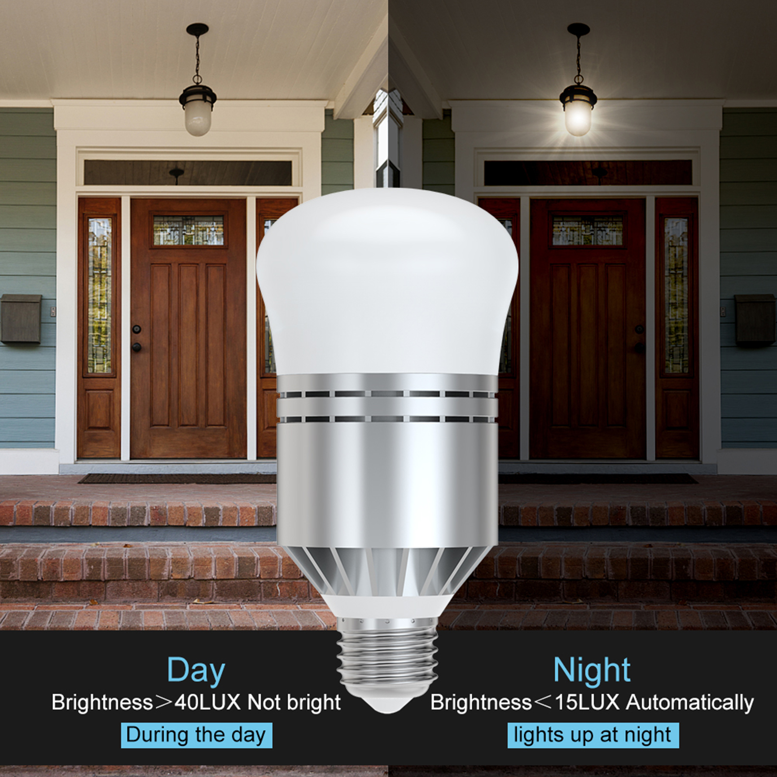 Haofy E27 Led-lampe Mit Dämmerungssensor, Integrierter Lichtempfindlichkeit, Automatischer Nachtbeleuchtung, Intelligente Lampe Für Den Innen- Und Außenbereich