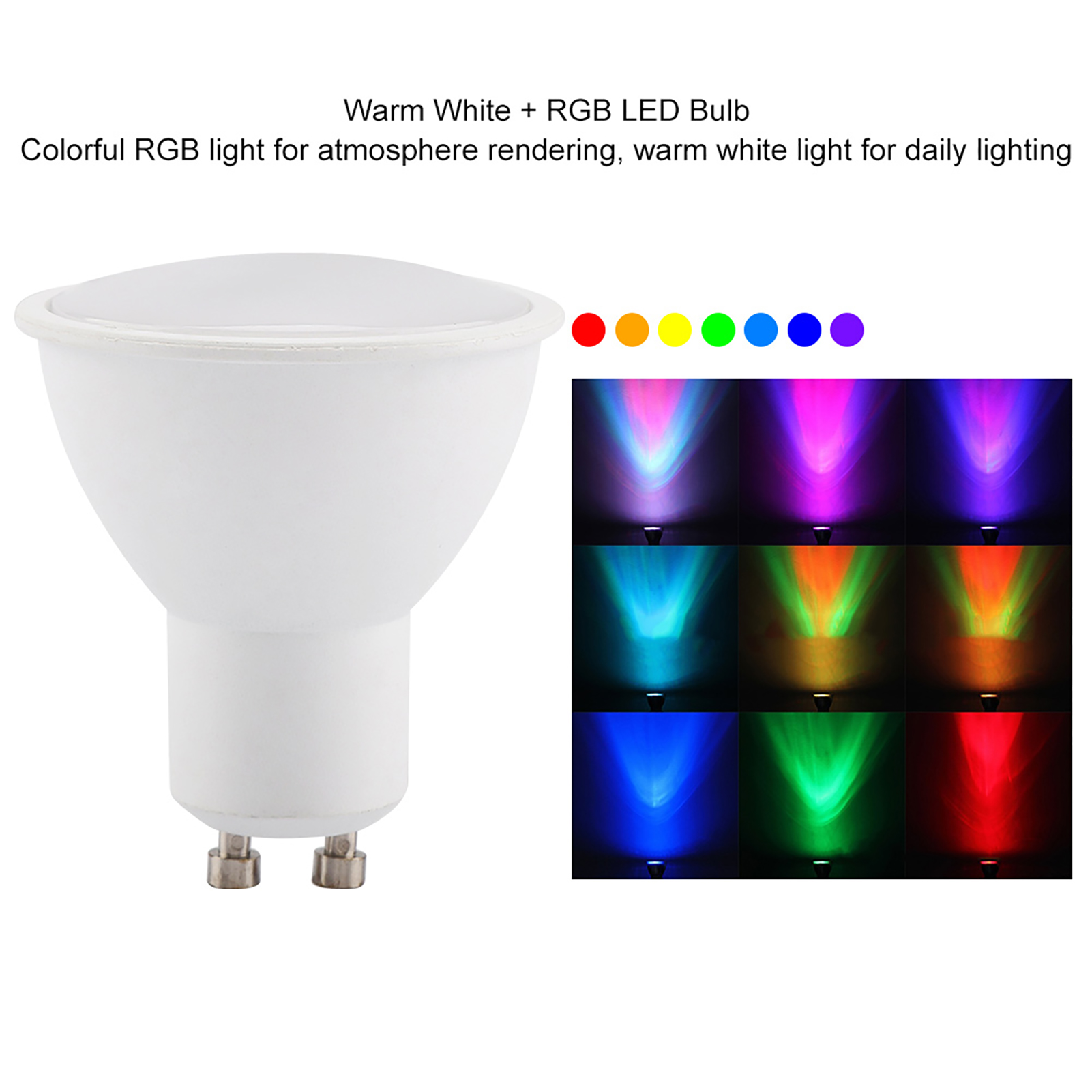 Gu10 3w Rgb Warmweiße, Dimmbare Led-lampe Mit Fernbedienung, Mehrfarbige Beleuchtung Für Strahler, 1 Stück, 220v