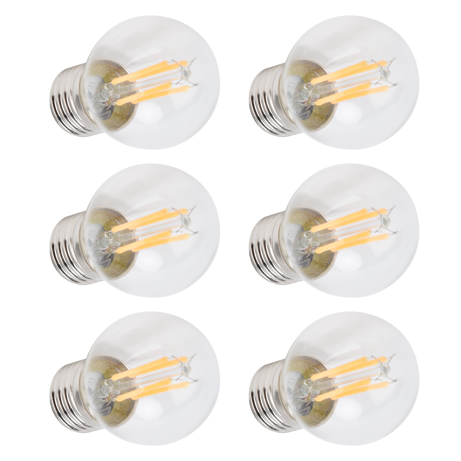 E27 G45 4w 220v Led-lampe, 6er-packung Mit Klaren Glühfadenlampen, Dimmbar, Warmes Licht, Ideal Für Kronleuchter Und Tischlampen.