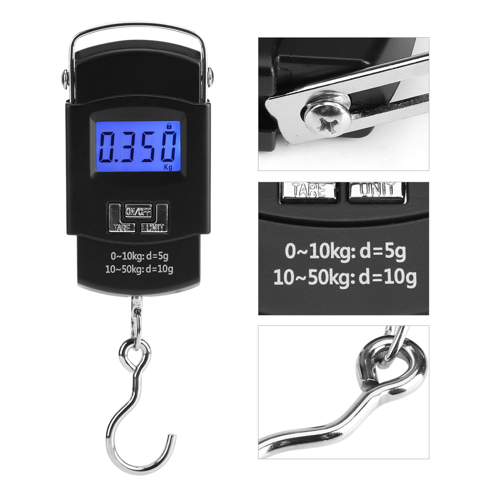 Digitale Elektronische 50-kg-waage, Tragbare Gepäckwaage Mit Haken, Lcd-dynamometer Zum Angeln, Mini-präzisions-hängewaage
