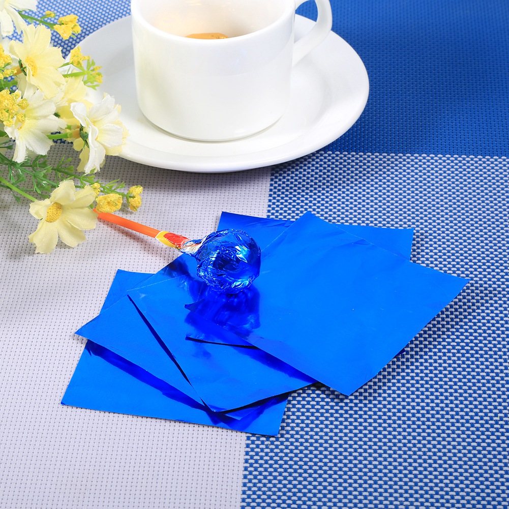 100 Blaue Quadratische Beutel 7,6 X 7,6 Cm Für Süßigkeiten, Pralinen Und Lutscher, Folienverpackung, Süßwaren, Packung Mit 100 Stück.
