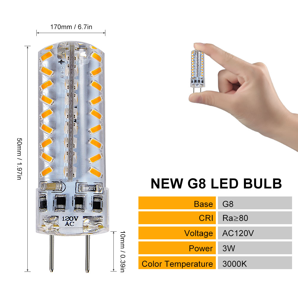 Ejoyous G8 120v 3w Led-lampe, Warmweiß 3000k, 72 Smd 3014 Leds, Dimmbar, Energiesparend, 6er-pack