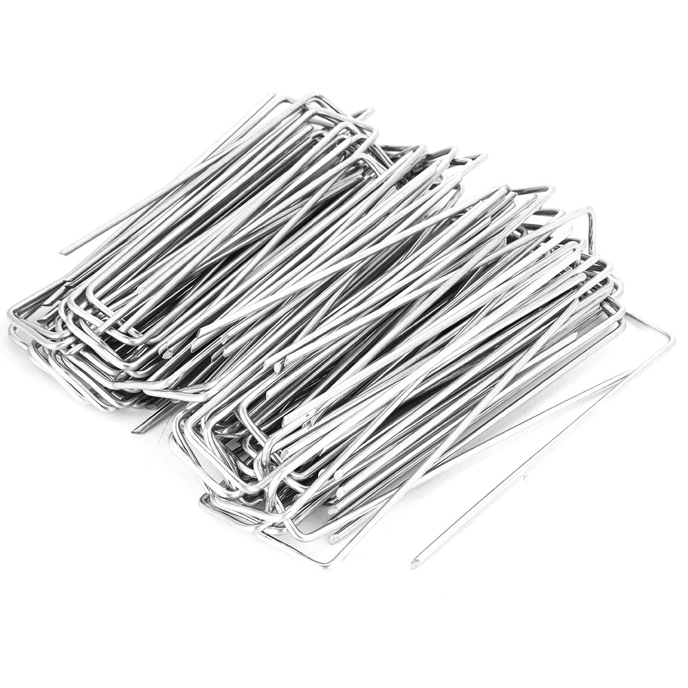 Packung Mit 100 Befestigungspfählen Aus Edelstahl Für Geotextilien, Robuste Gartenklammern, Befestigungszubehör Für Unkrautvlies.