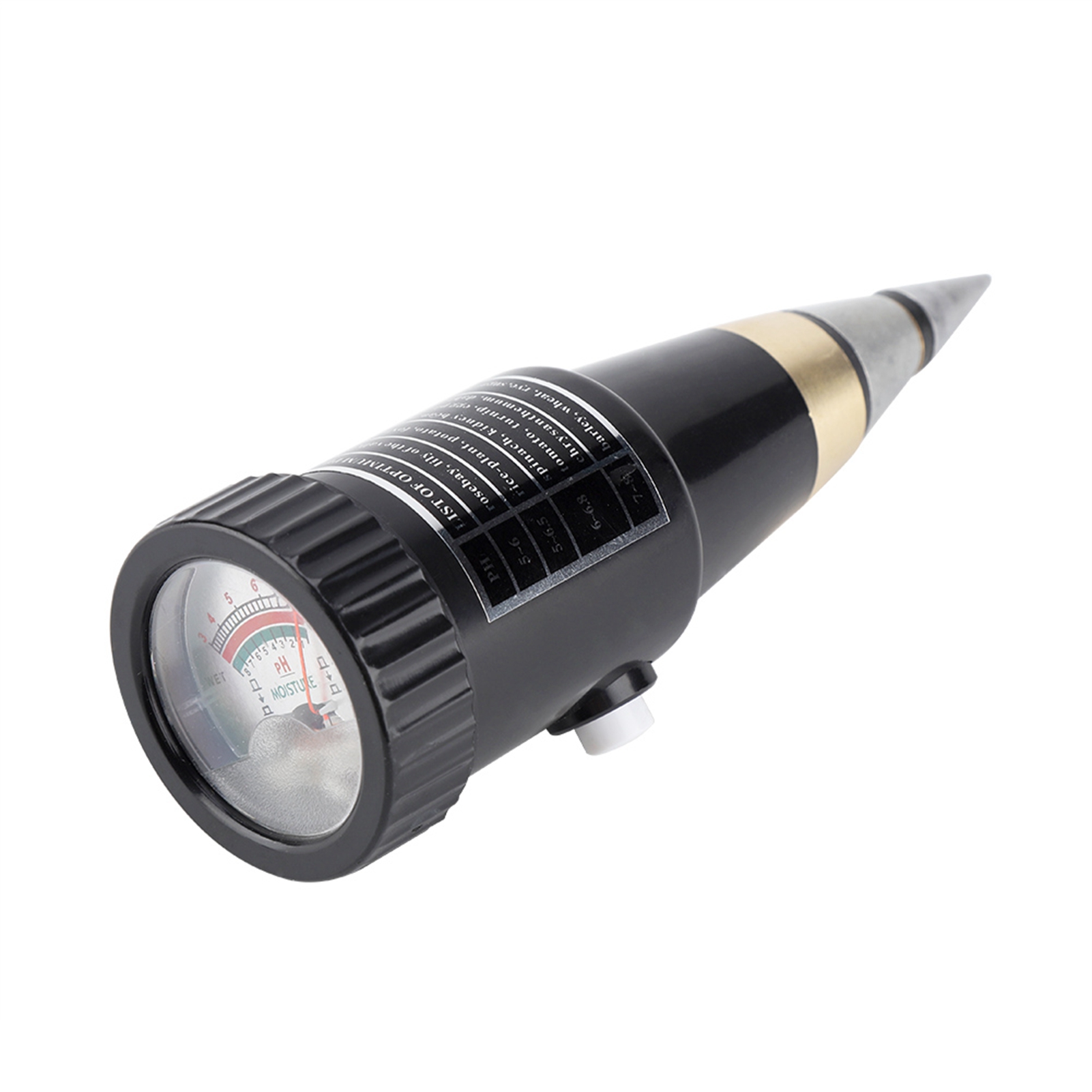 2-in-1 Bodenmessgerät Mit Feuchtigkeits- Und Ph-wert-messung, Lichtsensor, Pflanzenfeuchtigkeits- Und Lichtdetektor, Gartenmessgerät, Schwarz