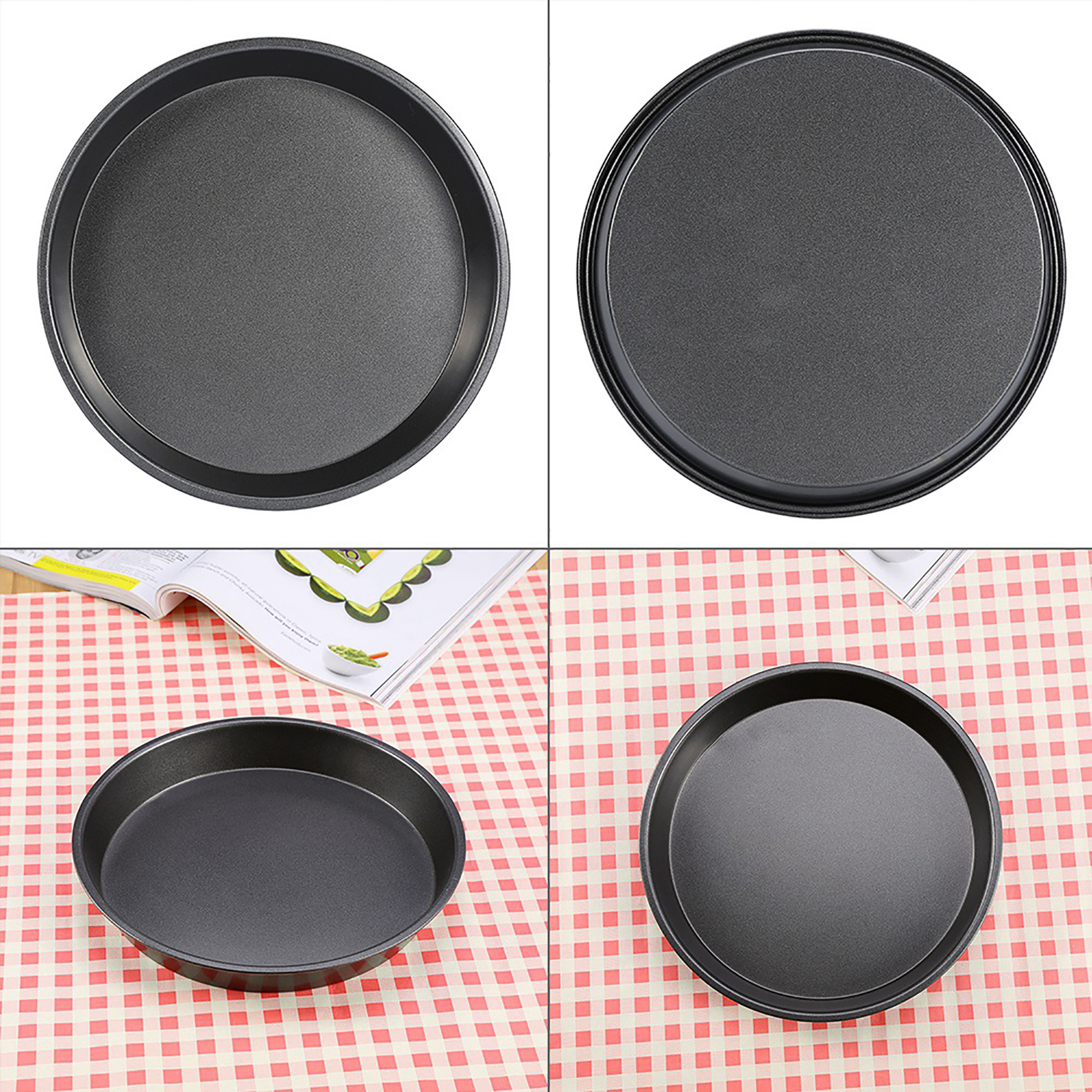 Runde Pizzapfanne Aus Kohlenstoffstahl (23 Cm Durchmesser), Antihaftbeschichtet, Mikrowellengeeignet, Auch Als Kuchenform Oder Backutensil Geeignet.