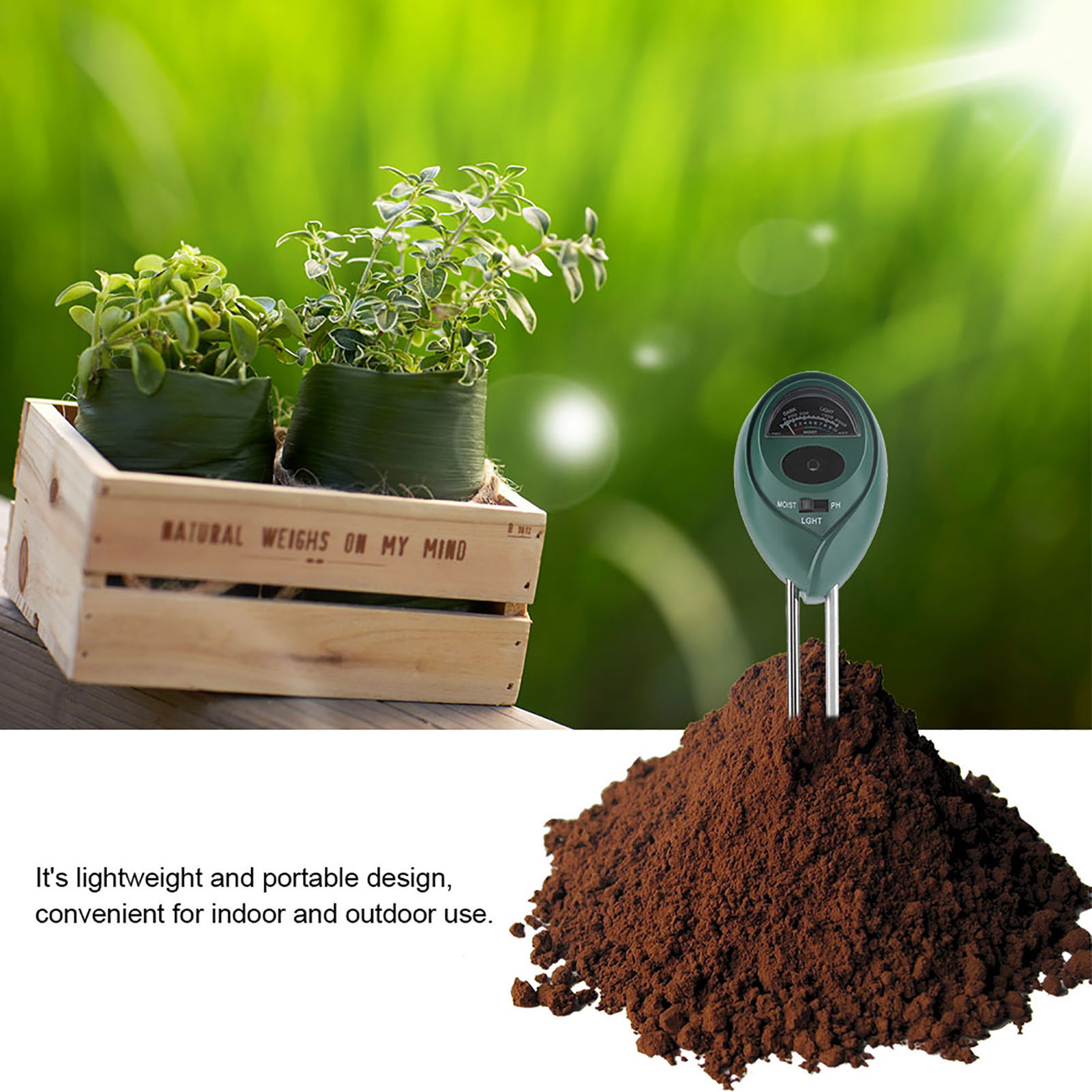 3-in-1 Bodenfeuchtesensor, Pflanzenfeuchtigkeitsmesser, Hydrometer Für Garten, Blumen, Gemüsegarten, Landwirtschaft, Bodenüberwachung