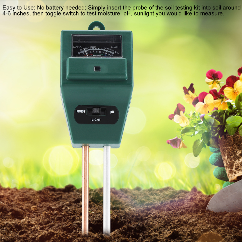 3-in-1 Bodentester: Ph-wert, Feuchtigkeit Und Licht, Lichtsensor Für Pflanzen, Garten, Blumen, Boden- Und Wasseranalysator, Präzises Messinstrument.