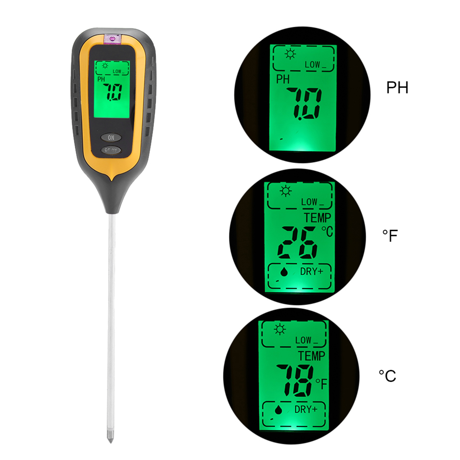 4-in-1-bodenmessgerät: Feuchtigkeit, Temperatur, Licht Und Ph-wert, Lcd-display, Für Gartenarbeit, Präzise Bodenmessung, Pflanzendiagnose