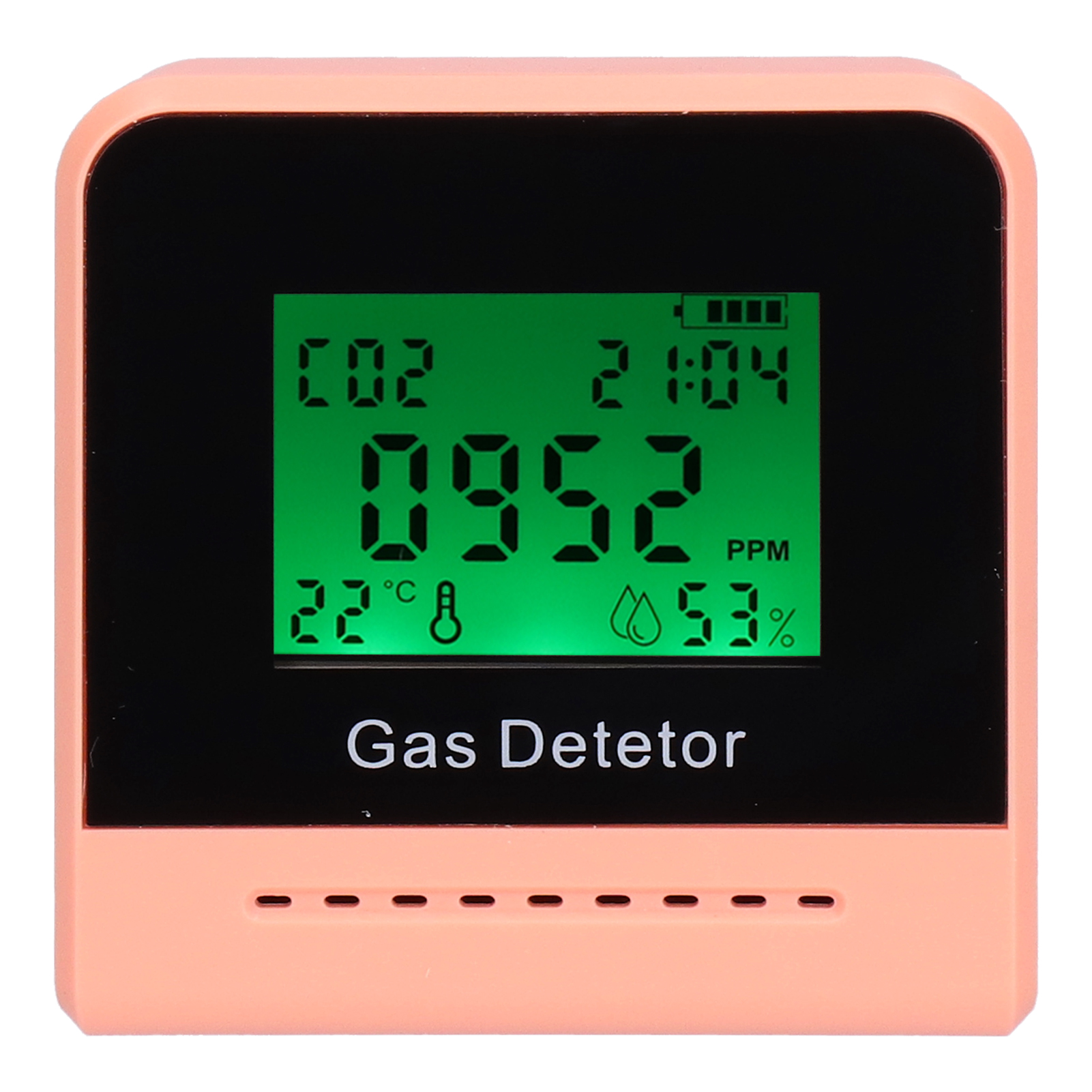 Luftqualitätsmessgerät, Co2-, Temperatur- Und Hygrometer (400–5000 Ppm), Mit Uhr, Usb-ladeanschluss, Pink, Tragbarer Umweltmonitor