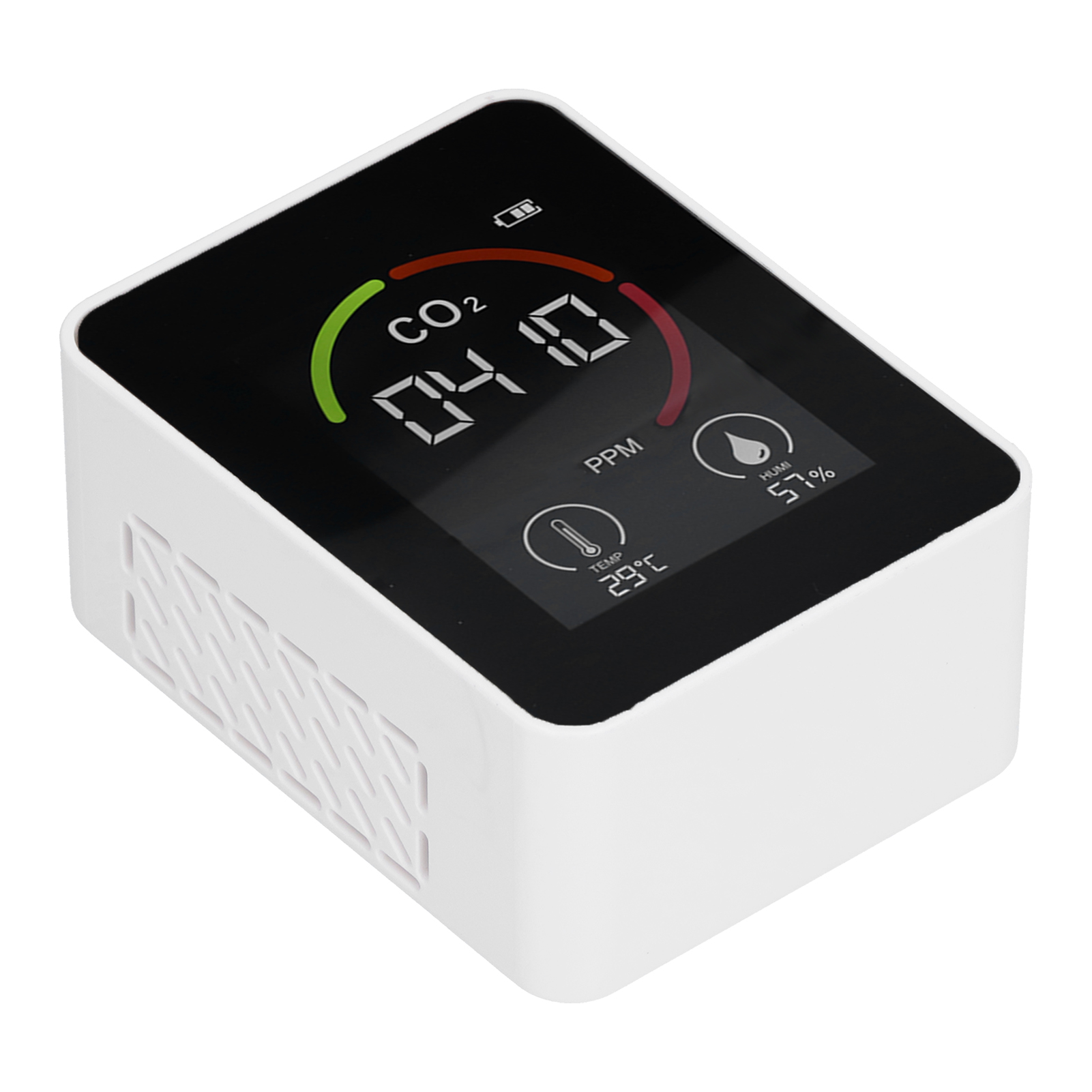 Intelligenter Usb-co₂-detektor, Luftqualitätsmonitor Mit Infrarot-temperatur- Und Feuchtigkeitssensor, Weiß, Wiederaufladbar