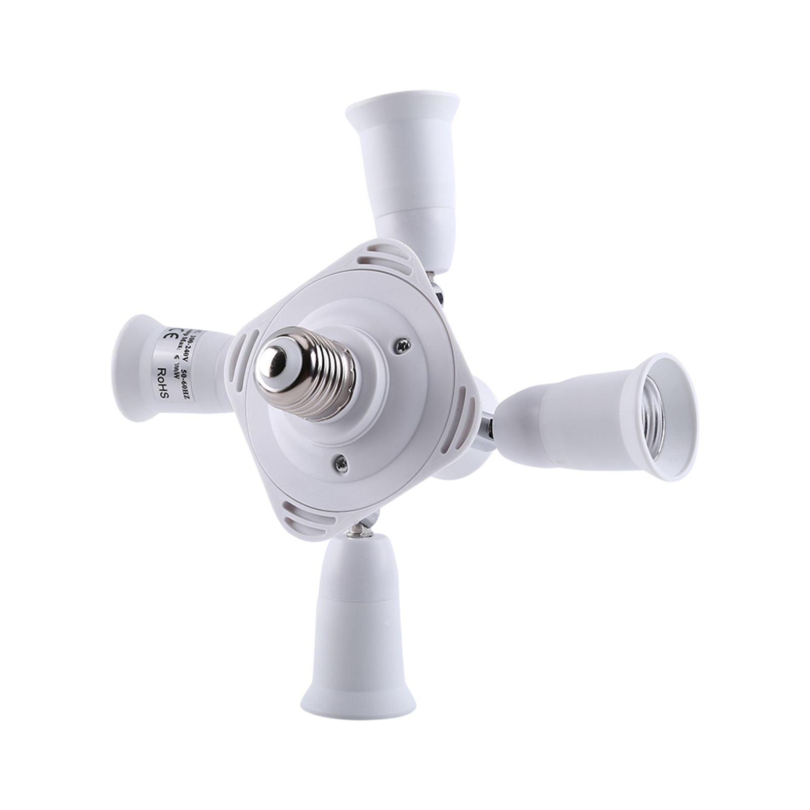 Verstellbarer 5-in-1 E27-glühbirnenadapter, Doppelfassung, Drehbarer Verteiler, Sockelkonverter, Led-mehrfachfassung, 220 V, Wasserdicht, Robust, Für Lampen, Deckenleuchten, Sparsam.