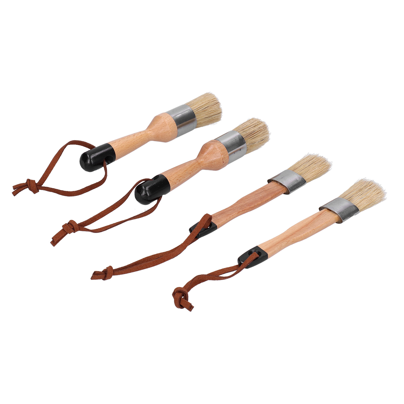 Set Mit 4 Runden Pinseln Mit Holzgriffen Zum Streichen Und Wachsen, Diy-werkzeug Für Möbel Und Inneneinrichtung