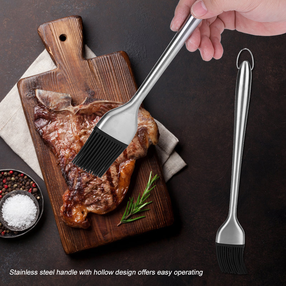 Küchenbürste Aus Silikon Mit Edelstahlgriff, Ideal Zum Bestreichen Und Braten, 30 Cm Grillwerkzeug, Hitzebeständig.