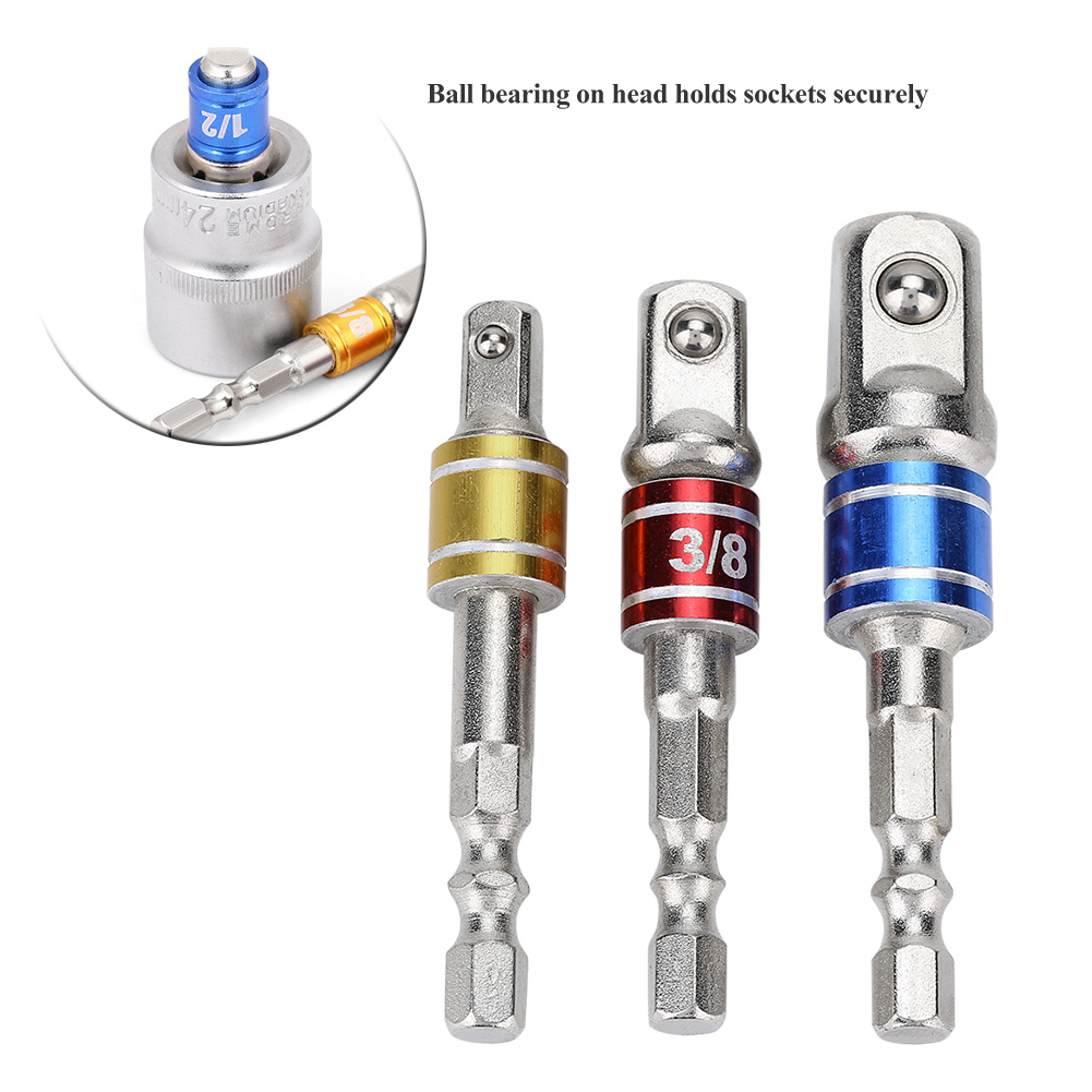 Set Mit 3 Steckschlüsseladaptern Und Verlängerungen Für Schraubendreher – 1/4-zoll-, 3/8-zoll- Und 1/2-zoll-bits, Verlängerungsstangen, Schraubendreher-werkzeuge