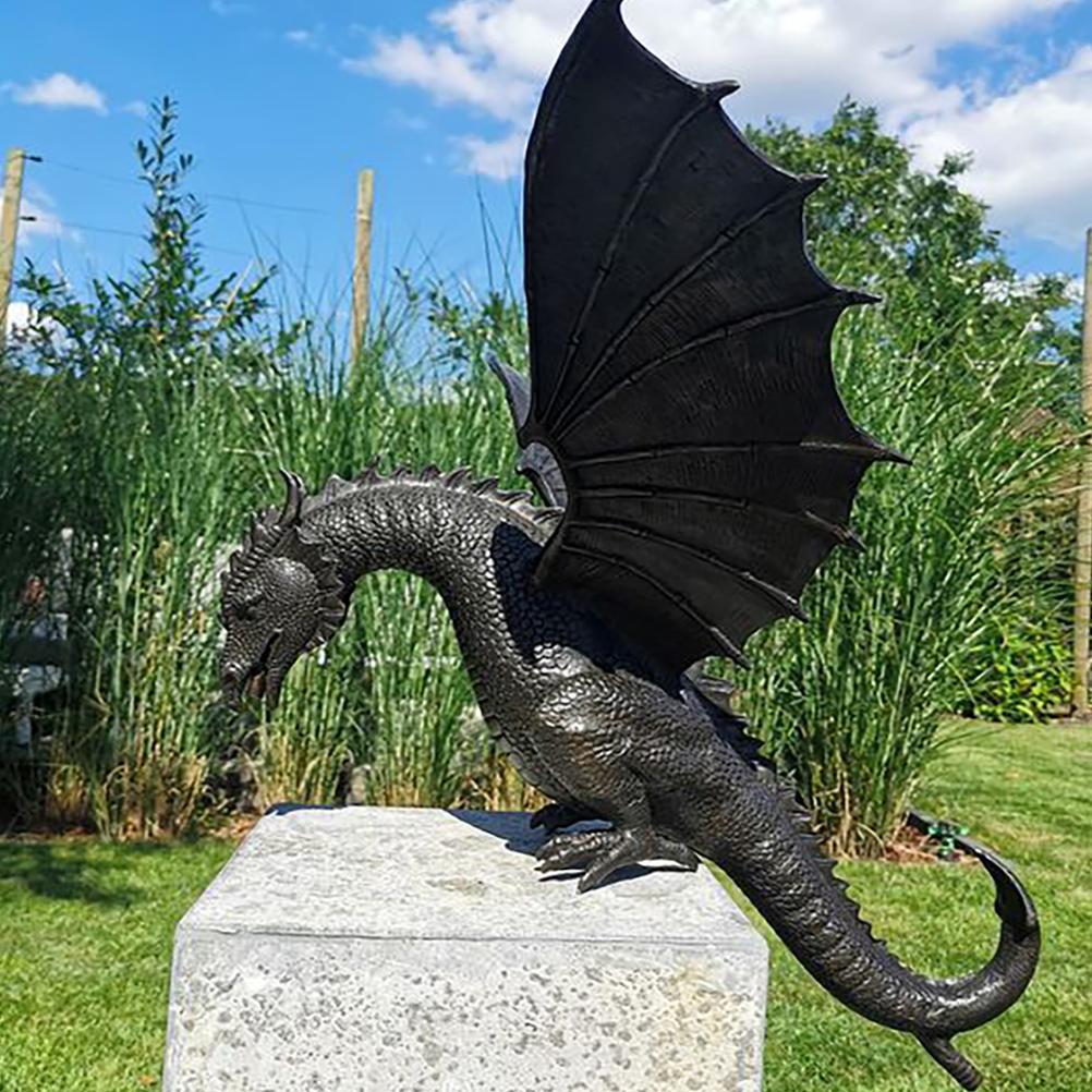 Drachenbrunnenstatue, Gartenornament, Kunstharzskulptur, Wasserdekoration, Außendekoration
