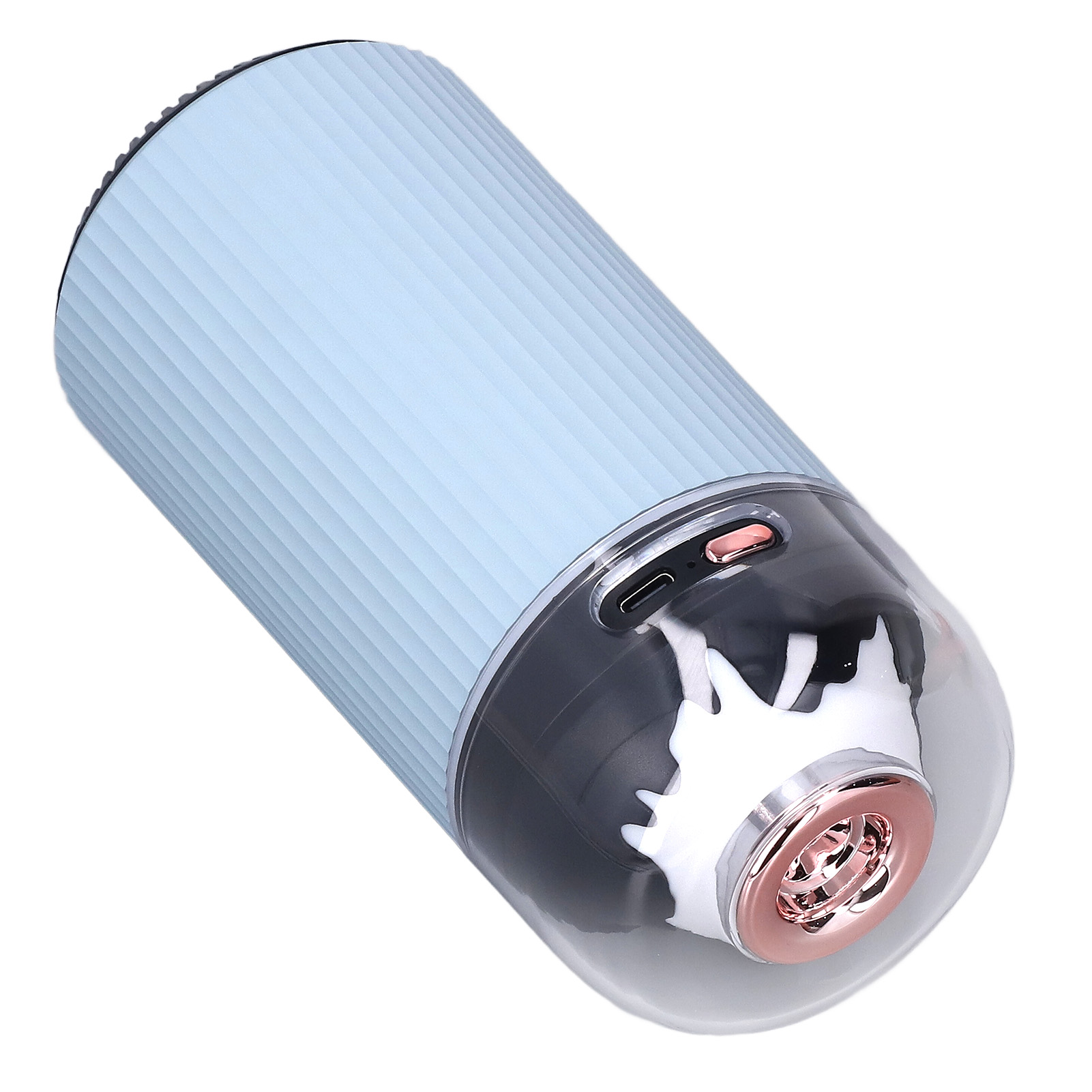 Kleiner Luftbefeuchter Mit Nachtlicht, 300 Ml, Tragbarer Nebelzerstäuber, 2-in-1 Mini-usb-luftbefeuchter Für Auto Und Büro, 5 V, Blau