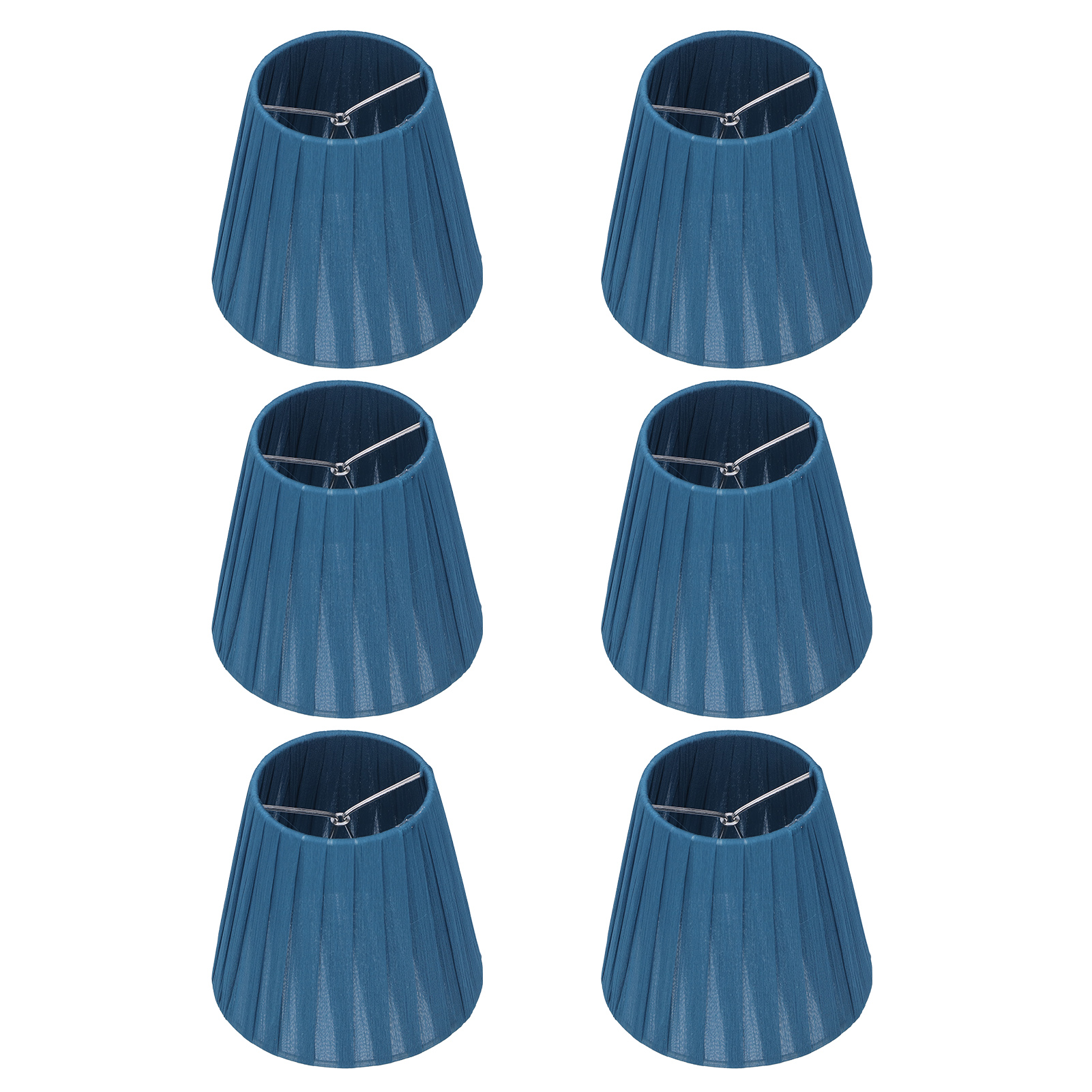 Schlichte, Moderne Blaue Stofflampenschirme, 6er-set Für Klemm-kronleuchter Und Wandlampen