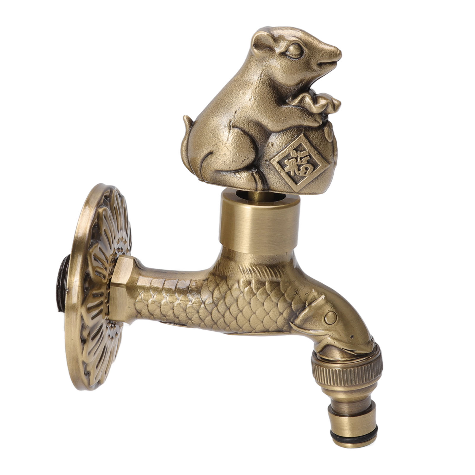 Antiker, Geschnitzter Wasserhahn Aus Bronze Und Kupfer, Retro-stil, Rostfrei, Für Garten Und Toilette, G1/2 Zoll, Eichhörnchen