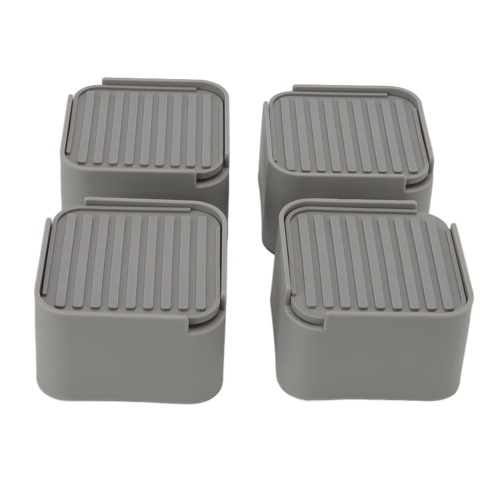 4er-set Möbelfüße, 5 Cm, Grau, Quadratisch, Aus Gummi, Für Bett, Sofa, Waschmaschine Usw.