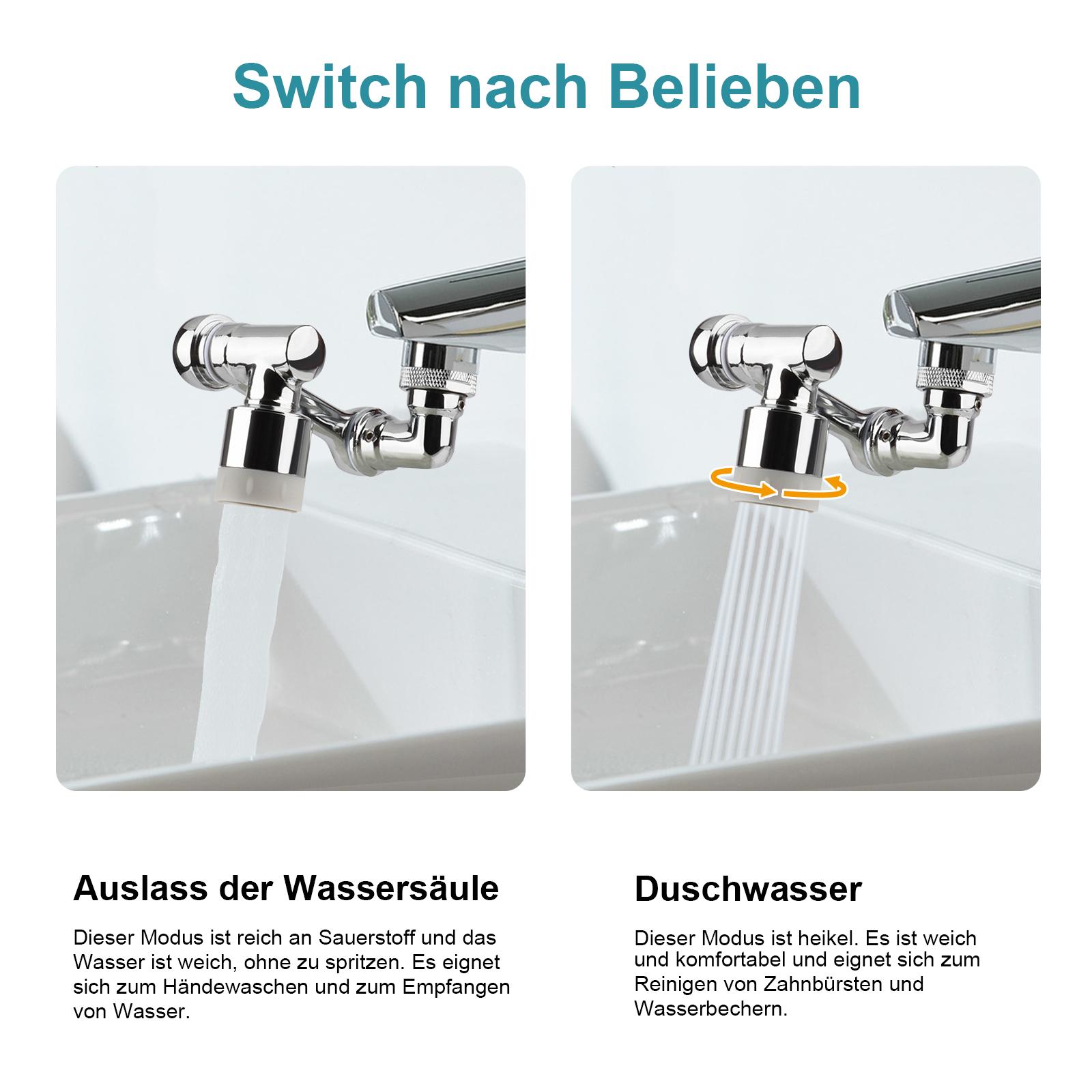 Spritzwassergeschützte Armatur Mit Um 1080° Drehbarem Duschkopf, Verlängerungsschlauch Und Strahlregler Für Spültischarmaturen