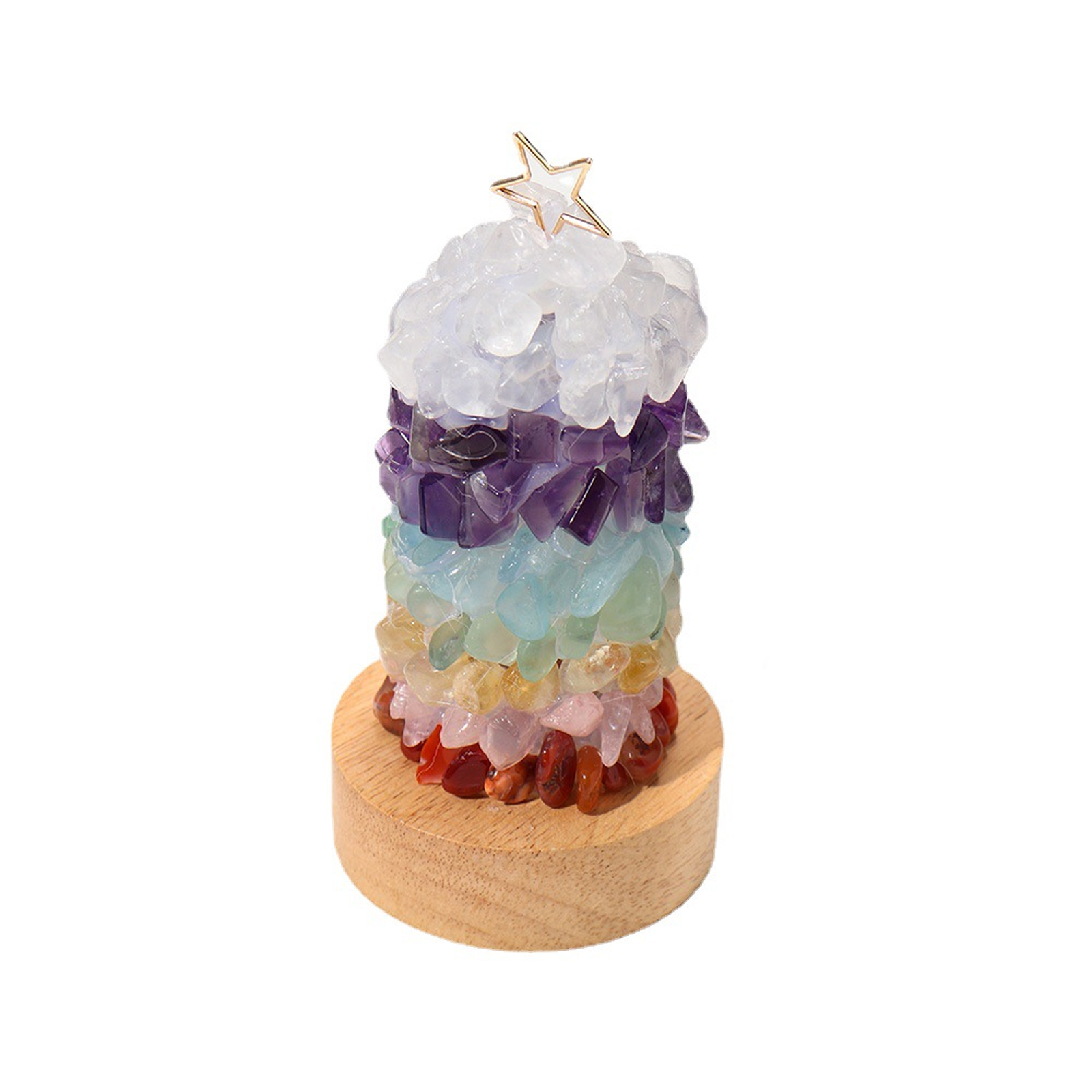 Warmes Licht, Natürliche Siebenfarbige Kristallstein-nachtlampe Zum Selberbauen, Usb-anschluss, Weihnachtsgeschenk