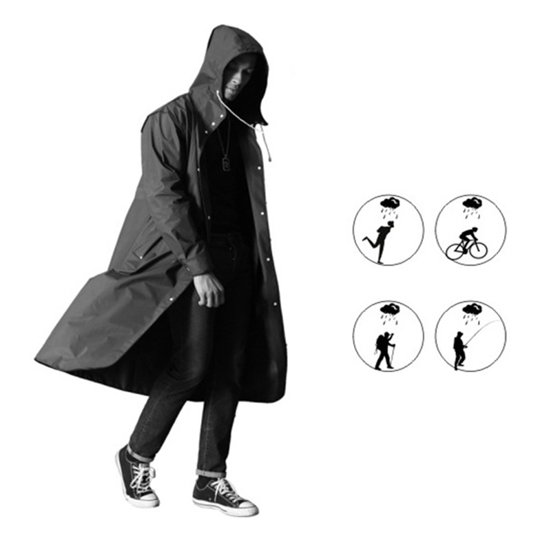 Regenmantel Aus Eva-material, Wasserdicht, Atmungsaktiv, Wärmend, Verstellbare Bündchen, Stehkragen, Windbreaker, Regenmantel Mit Muster, Xxl