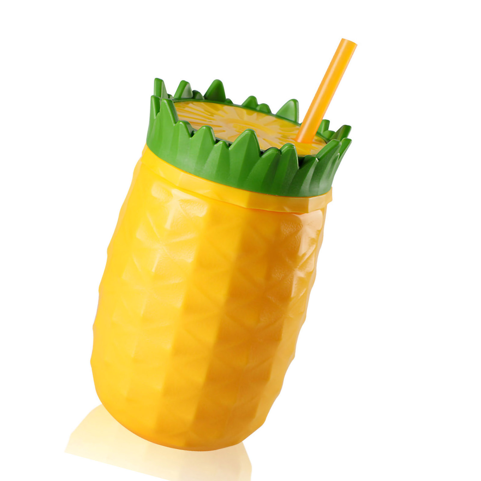 Fruchtförmiger Becher, Doppelwandig, Mit Strohhalm, Kälteisolierend, Auslaufsicher, Aus Kunststoff, Für Den Sommer, Typ 3, 300 Ml–500 Ml