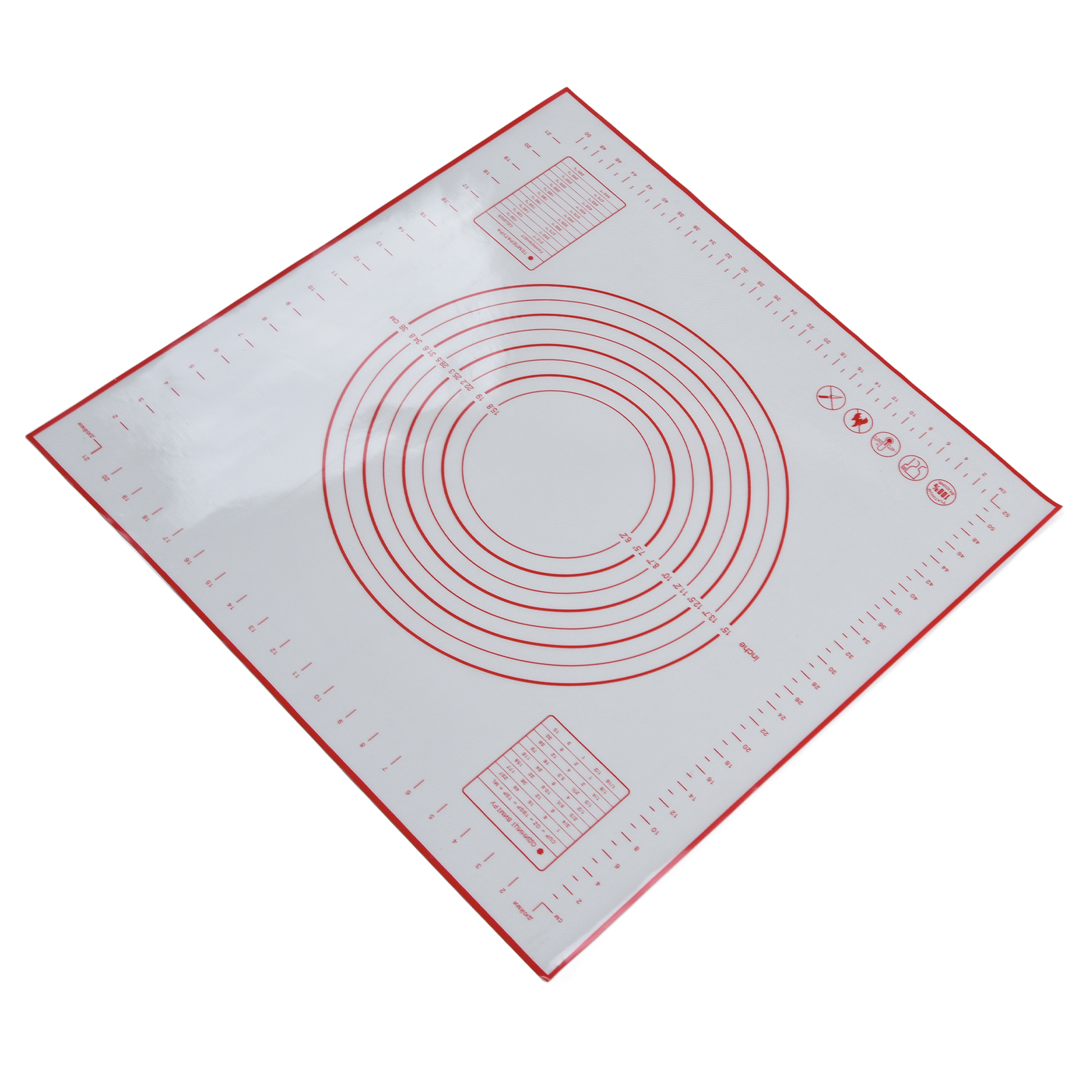Silikon-backmatte 60 X 60 Cm / 23,6 X 23,6 Zoll, Fondantmatte Mit Skala Zum Ausrollen Von Teig, Backen, Rot