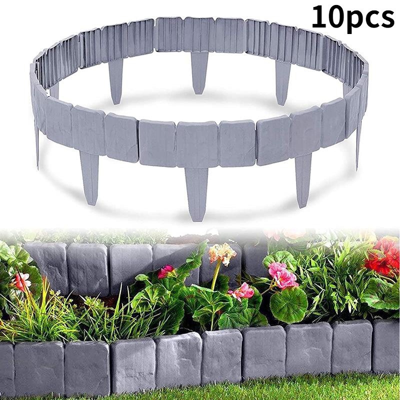 Gartenzaun-einfassung Aus Kunststoff In Steinoptik, 10 Stück
