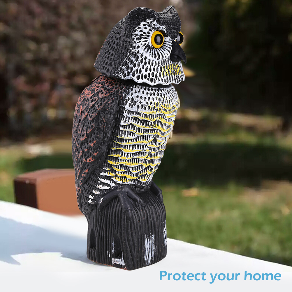 Uhu-attrappe Und Um 360° Drehbare Eulenfigur Zum Verscheuchen Von Vögeln Für Terrasse, Garten