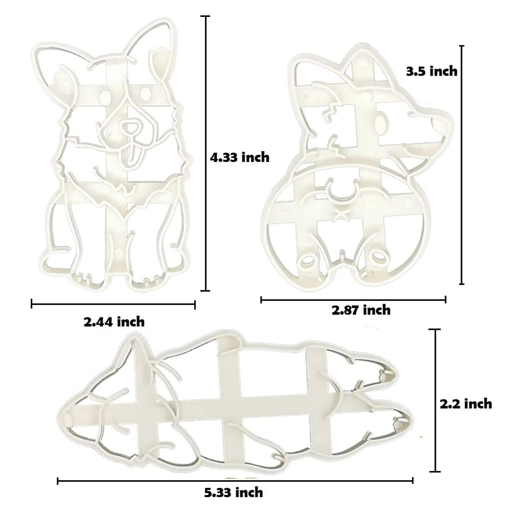 3-teiliges Set Niedlicher Corgi-keksformen, Lustige Hunde-förmige Ausstechformen Aus Kunststoff, Backwerkzeug Für Kinder, Diy-formen