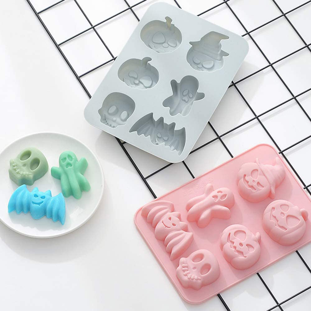 Halloween Silikon-kuchenform Mit 6 Löchern, Geister-, Kürbis- Und Fledermaus-backform, Diy-seifen-, Süßigkeiten- Und Schokoladenform