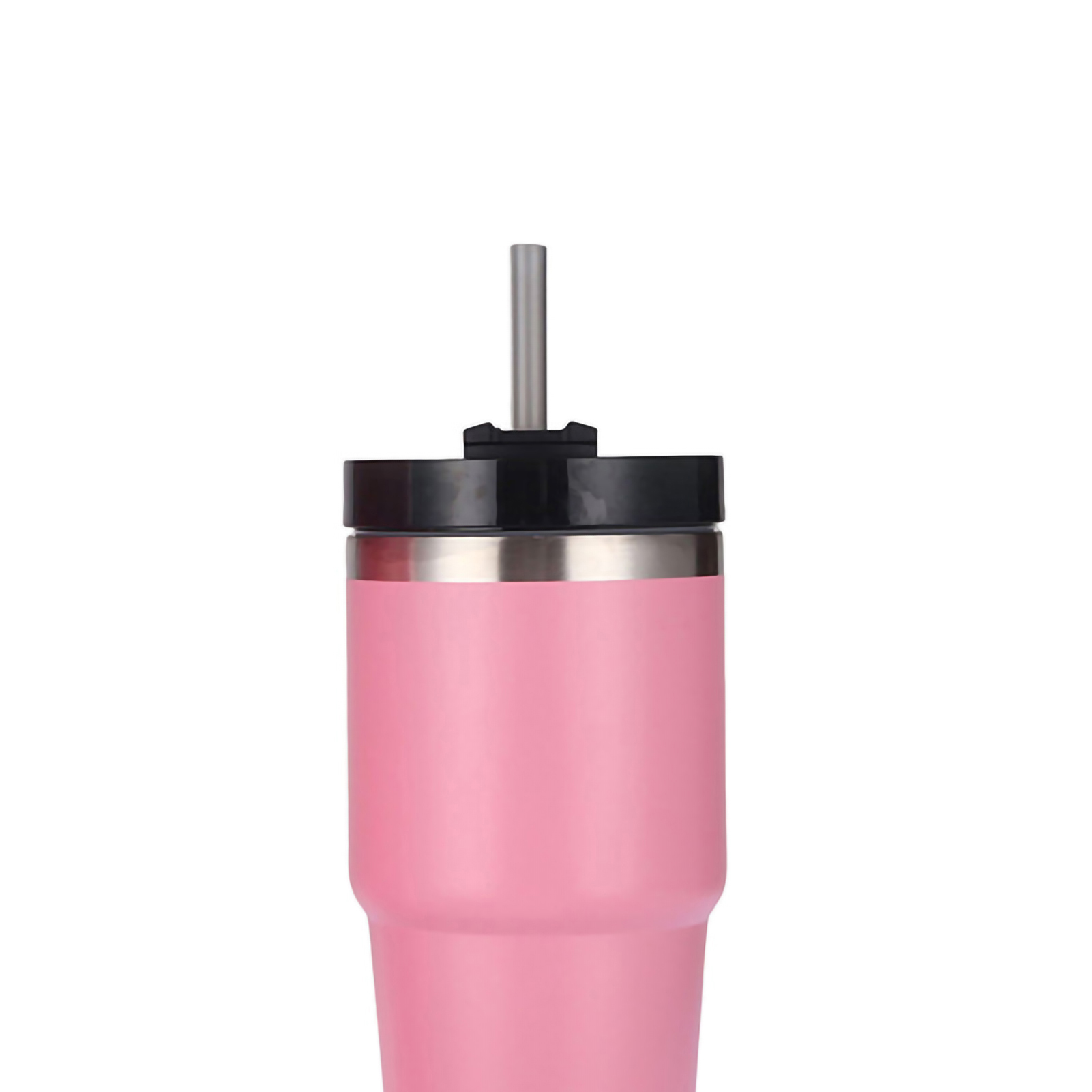 Edelstahl-vakuumisolierter Becher Mit Strohhalm, Poliert, Glänzend, Hält Heißes Und Kaltes Warm, Pink, 590 Ml (20 Oz)