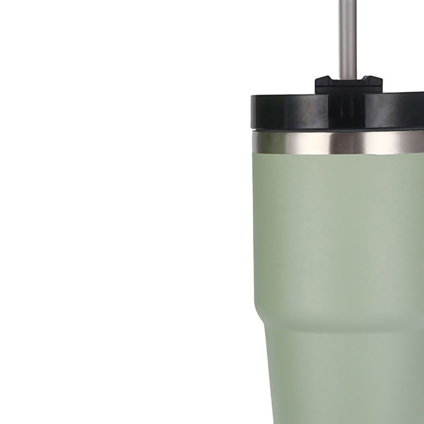 Edelstahl-vakuumisolierter Becher Mit Strohhalm, Poliert, Glänzend, Hält Heißes Und Kaltes Warm, Grün, 590 Ml (20 Oz)