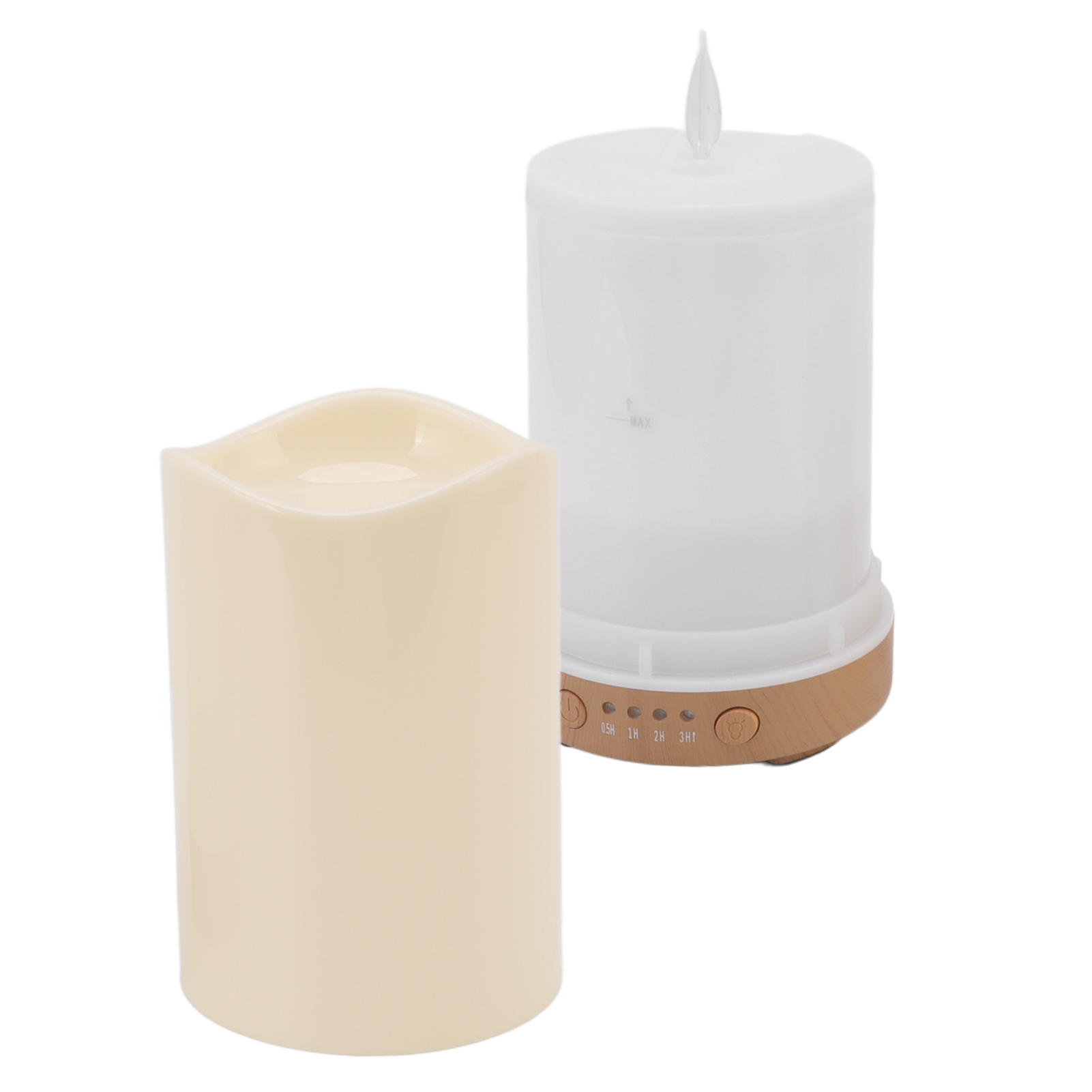 130-ml-luftbefeuchter Mit Aromatherapie-diffusor In Kerzenform, Flache Holzmaserung Mit Flammenlampe, 100–240 V, Eu-stecker, Ideal Als Geschenk Für Feiertage.
