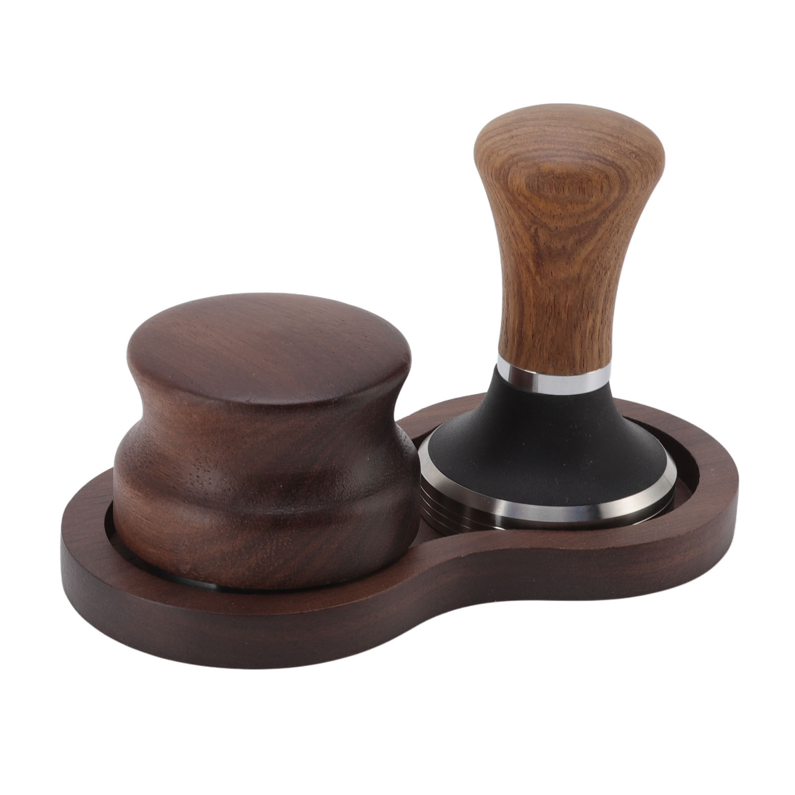 Kaffeehammer-tamper-set Aus Walnussholz Und Edelstahl Mit Universalfuß Für Die Küche (51 Mm/2 Zoll)