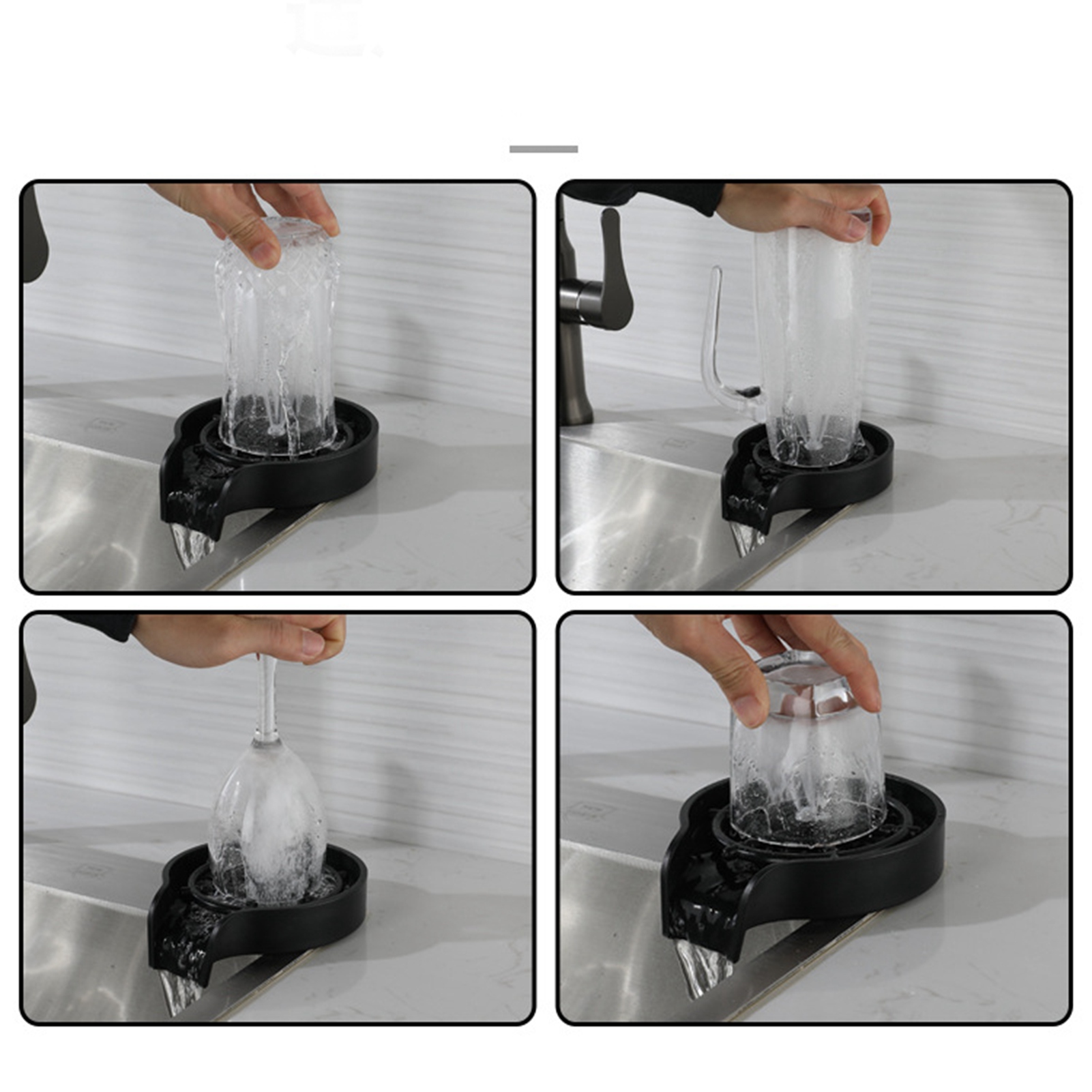 Hochdruck-spülbecken- Und Gläserspüler Aus Edelstahl Mit Automatischer Pressfunktion Für Wasserhahn Und Tassenabstreifer, Geeignet Für Zuhause, Café Oder Bar, Schwarz, Inklusive 60 Cm Schlauch Und 1/2