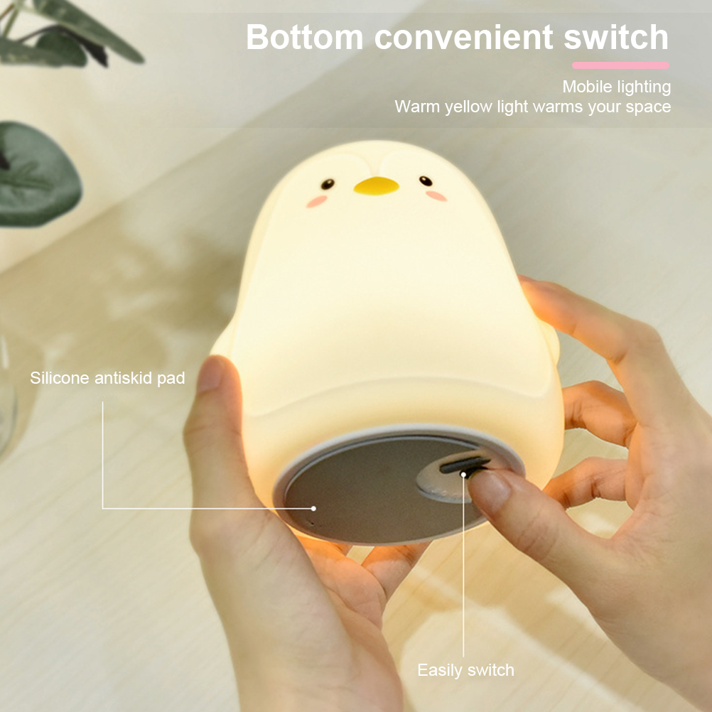 Weiche Silikon-pinguin-nachtlichter Für Kinder, 7-farbige Led-baby-nachtlampe Mit Touch-funktion, Geschenk Zur Babyparty