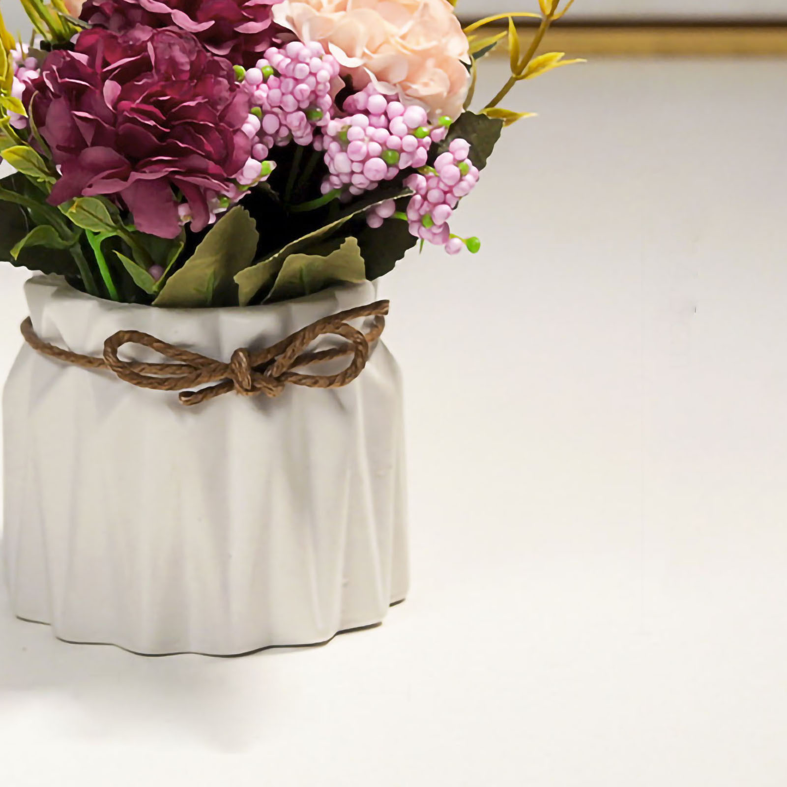 Künstlicher Topfblumenstrauß Hortensien Mit Vase Für Die Tischdekoration, Weiß