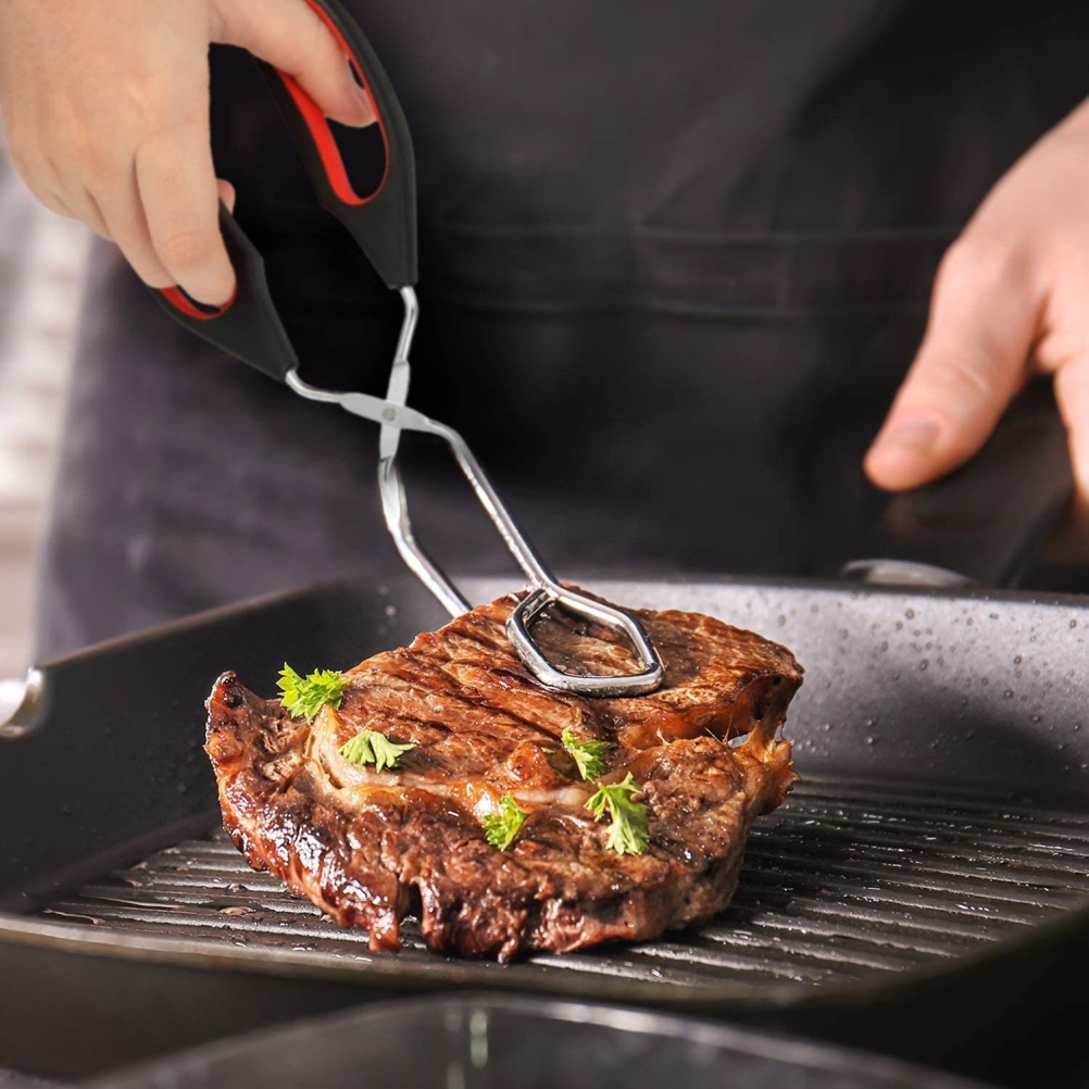 3-teiliges Grillzangen-set (30,5 Cm/28 Cm/23 Cm) Aus Edelstahl Mit Silikon-grilldraht Aus Kunststoff