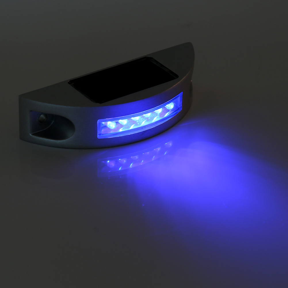 Solar-stehleuchte Für Den Außenbereich Aus Aluminiumguss, 6 Wasserdichte Leds, Gartenwegleuchte, Blau