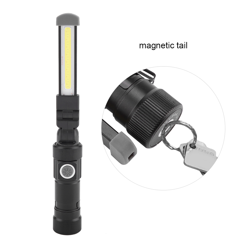6w+1w Cob Usb-wiederaufladbare Notleuchte, Tragbare Led-taschenlampe Mit Rückseitigem Magneten Für Den Einsatz Im Büro